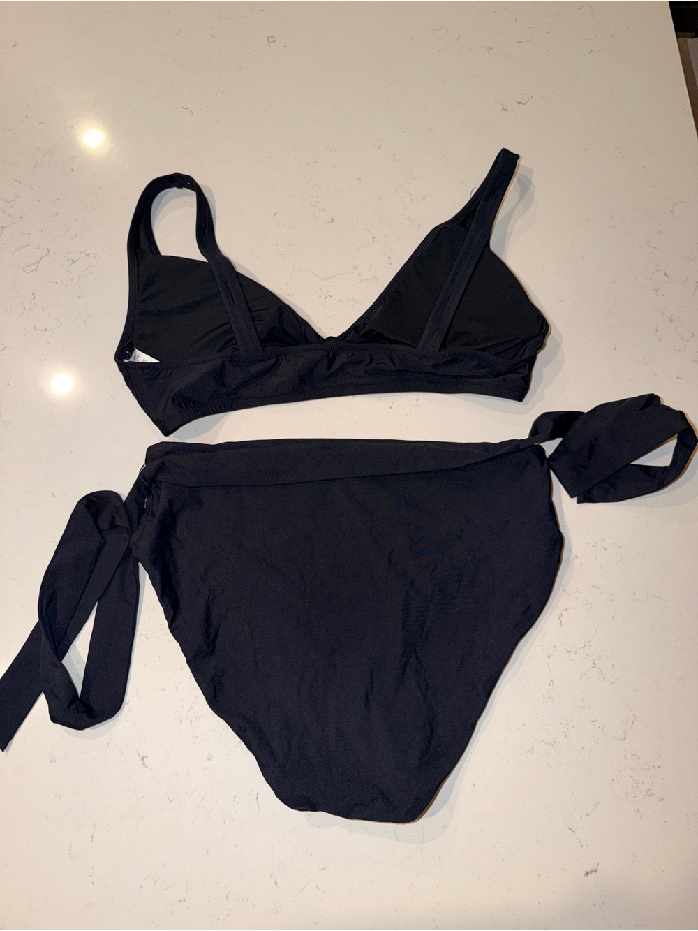 J.Crew Women's Black Tie-Front Bikini Set - Classic Swim 2pc Set, Size L - Picture 6 of 9